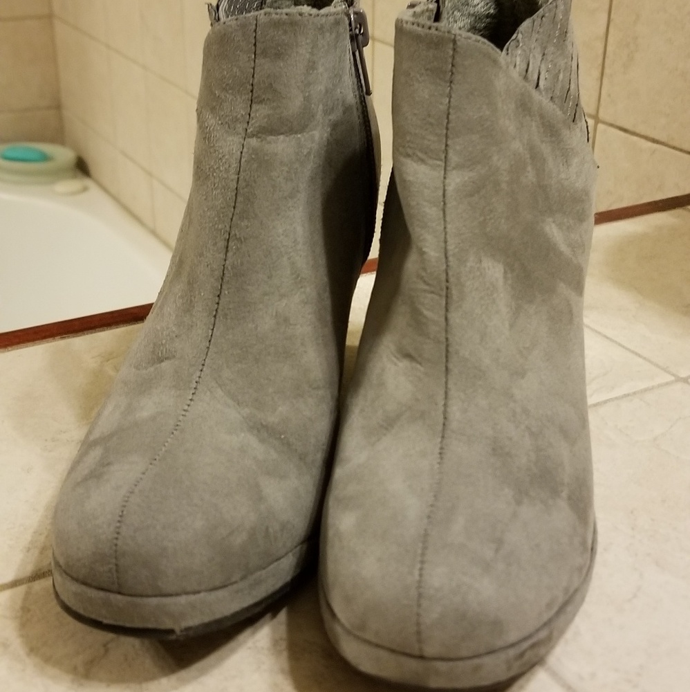 Gray suede booties
